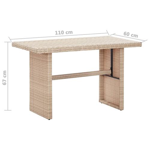Havebord 110x60x67 cm polyrattan beige