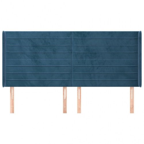 Sengegavl med kanter i fløjl - 163×16×118/128 cm, mørkeblå