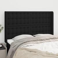 Sengegavl med kanter 147x16x118/128 cm stof sort