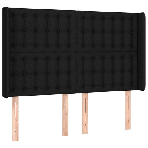 Sengegavl med kanter 147x16x118/128 cm stof sort
