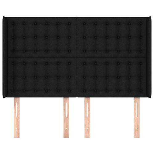 Sengegavl med kanter 147x16x118/128 cm stof sort
