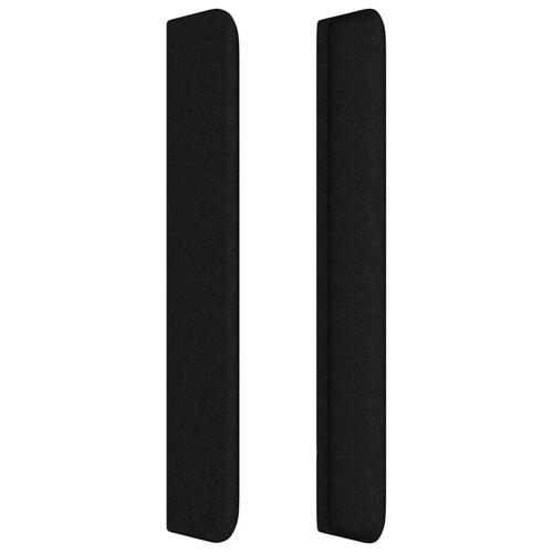 Sengegavl med kanter 147x16x118/128 cm stof sort