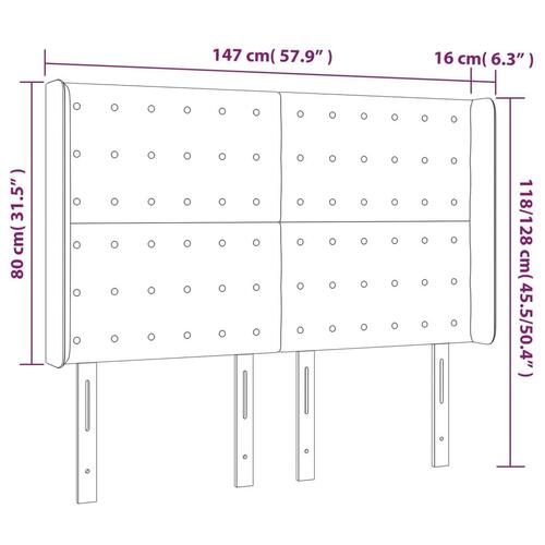 Sengegavl med kanter 147x16x118/128 cm stof sort