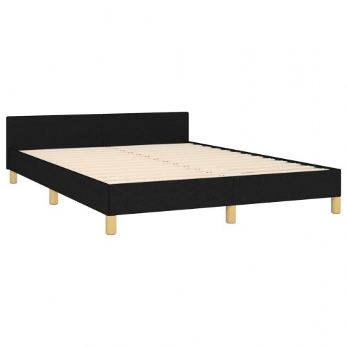 Sengeramme med sengegavl 140x190 cm - stof, sort