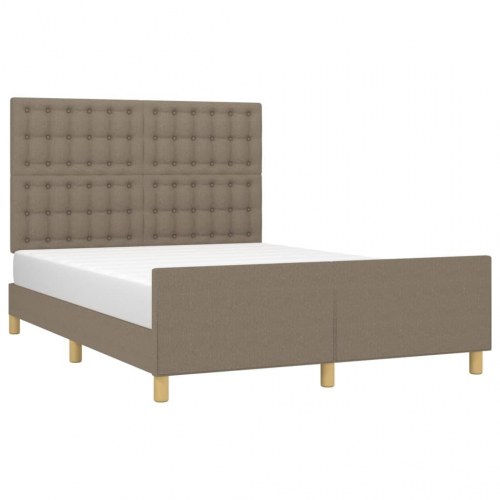 Sengeramme med sengegavl 140×190 cm - stof, gråbrun