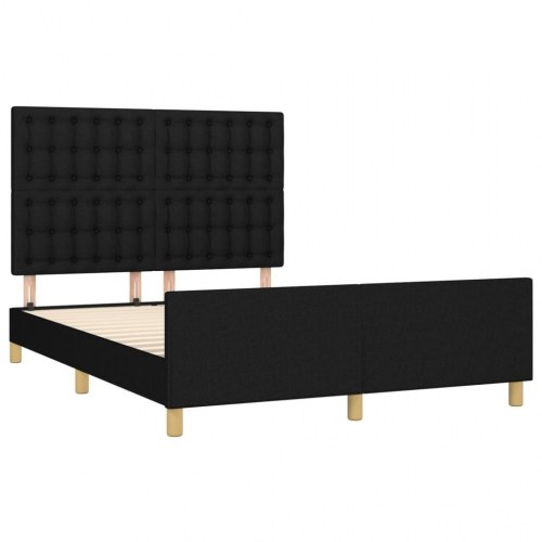 Sengeramme med sengegavl 140x200 cm - stof, sort