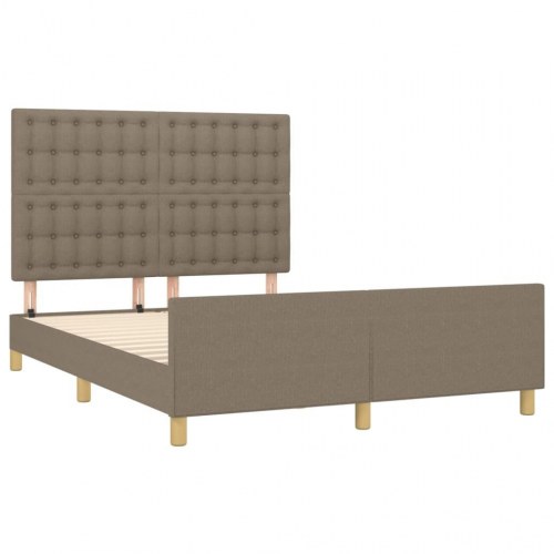 Sengeramme med sengegavl 140x200 cm - stof, gråbrun