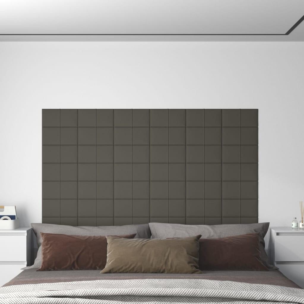 Vægpaneler 12 stk. 30x15 cm 0,54 m² fløjl mørkegrå