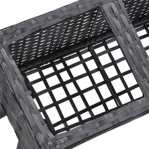 Plantekasse med ben og 3 krukker 72x25x50 cm polyrattan sort