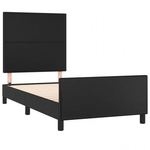 Sengeramme med sengegavl 90x190 cm - kunstlæder, sort