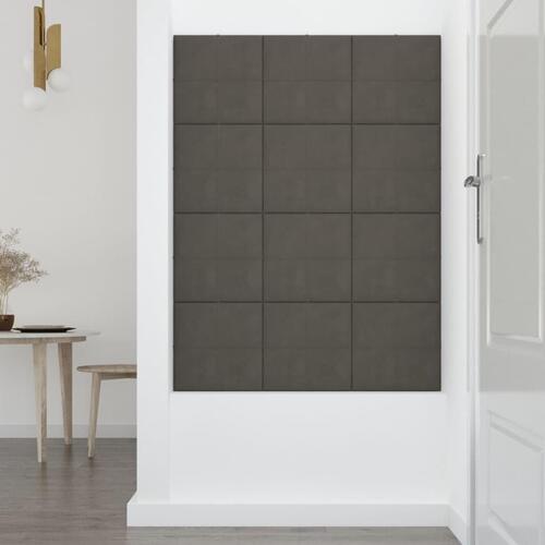 Vægpaneler 12 stk. 30x30 cm 1,08 m² fløjl Mørkegrå