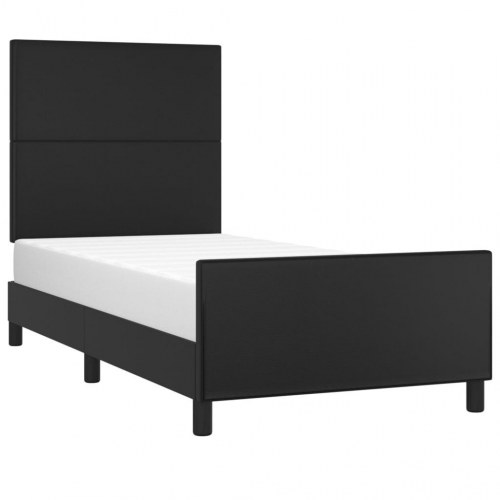 Sengeramme med sengegavl 90×200 cm - kunstlæder, sort