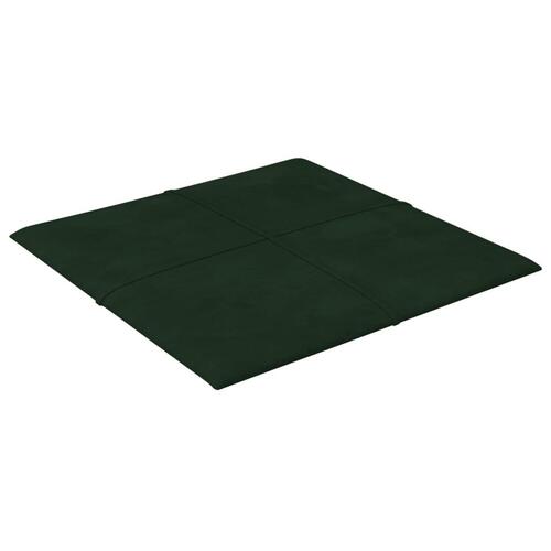 Vægpaneler 12 stk. 30x30 cm 1,08 m² fløjl mørkegrøn