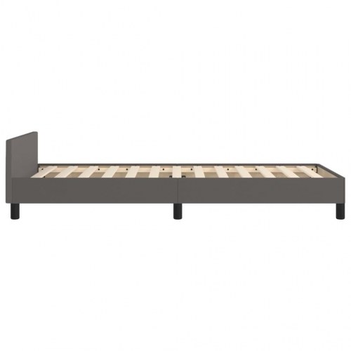 Sengeramme med sengegavl 90x200 cm - kunstlæder, grå