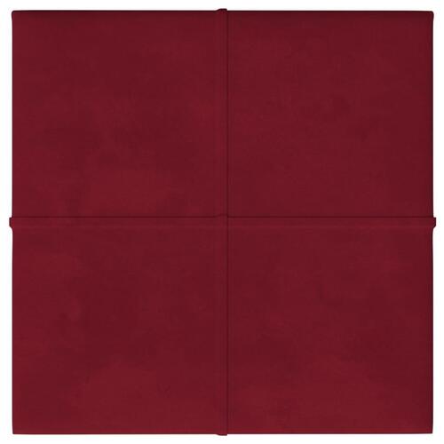 Vægpaneler 12 stk. 30x30 cm 1,08 m² fløjl vinrød