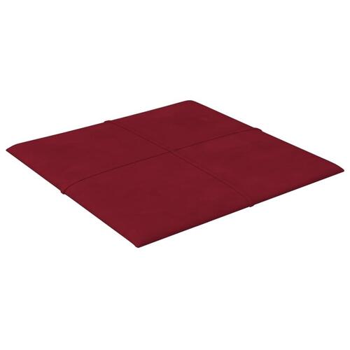 Vægpaneler 12 stk. 30x30 cm 1,08 m² fløjl vinrød