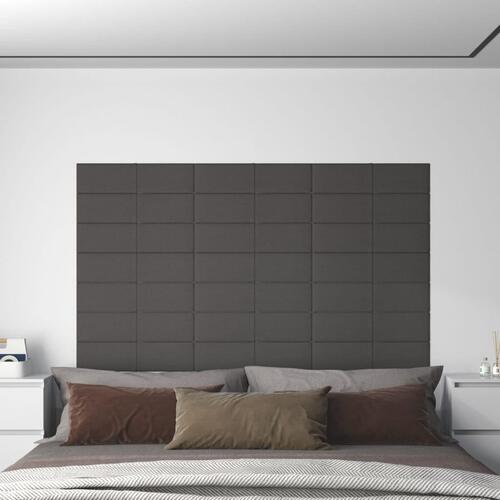 Vægpaneler 12 stk. 60x15 cm 1,08 m² stof mørkegrå