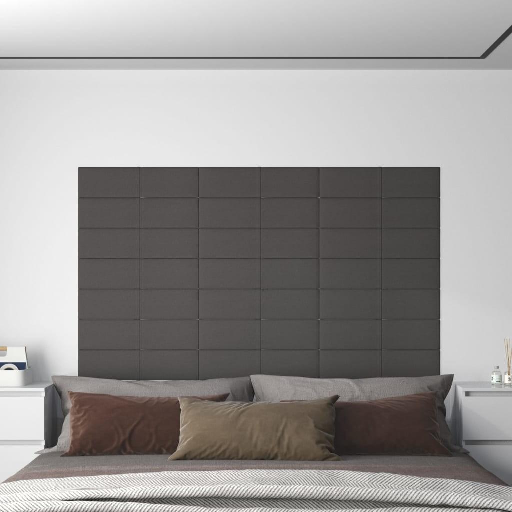 Vægpaneler 12 stk. 60x15 cm 1,08 m² stof mørkegrå