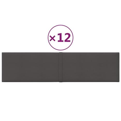 Vægpaneler 12 stk. 60x15 cm 1,08 m² stof mørkegrå