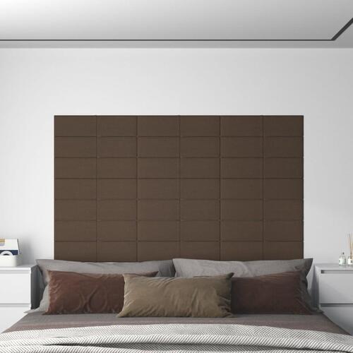 Vægpaneler 12 stk. 60x15 cm 1,08 m² stof brun