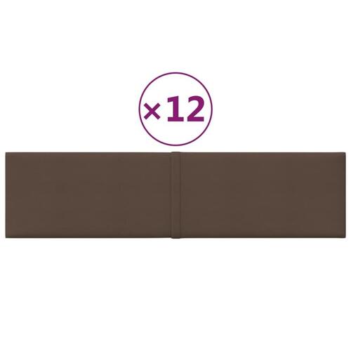 Vægpaneler 12 stk. 60x15 cm 1,08 m² stof brun