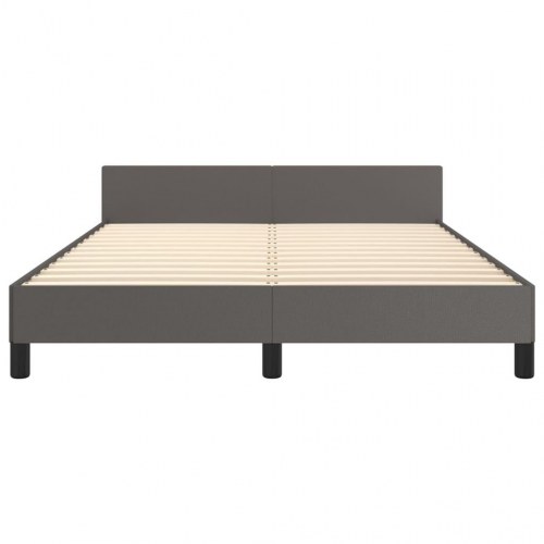 Sengeramme med sengegavl 140x190 cm i kunstlæder - grå