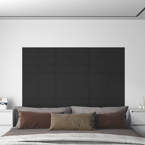 Vægpaneler 12 stk. 60x15 cm 0,54 m² stof sort