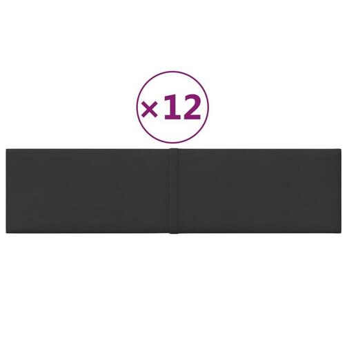 Vægpaneler 12 stk. 60x15 cm 0,54 m² stof sort