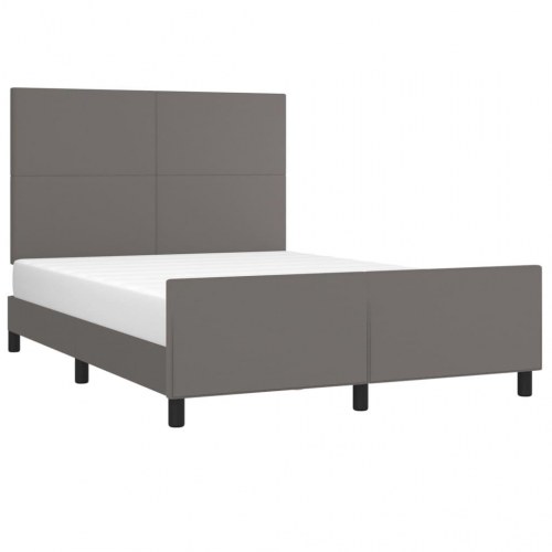 Sengeramme med justerbar sengegavl 140x200 cm - kunstlæder, grå