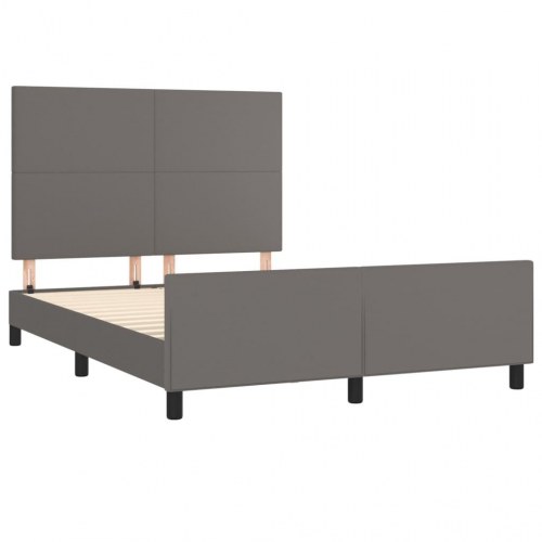 Sengeramme med justerbar sengegavl 140x200 cm - kunstlæder, grå