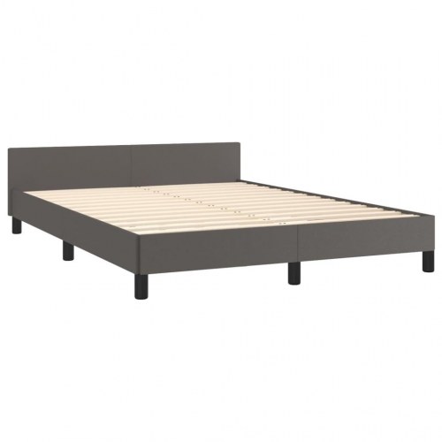 Sengeramme med justerbar sengegavl 140x200 cm - kunstlæder, grå