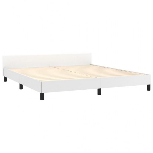 Sengeramme med sengegavl 160x200 cm i hvidt kunstlæder