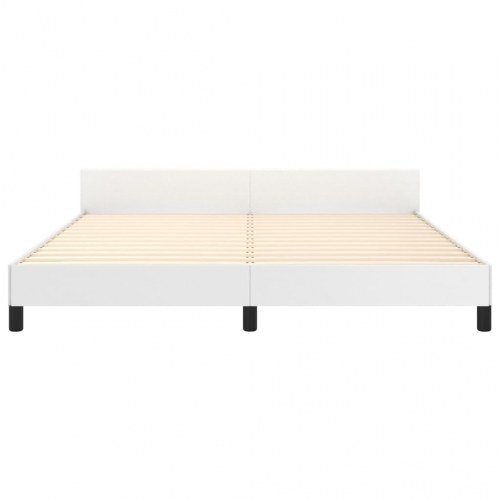 Sengeramme med sengegavl 160x200 cm i hvidt kunstlæder