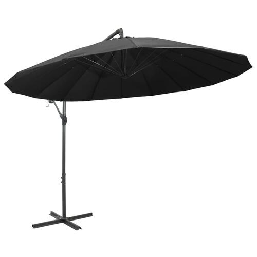 Hængende parasol 3 m aluminiumsstang antracitgrå