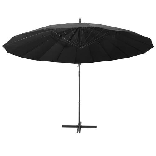 Hængende parasol 3 m aluminiumsstang antracitgrå