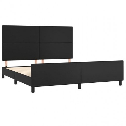 Sengeramme med sengegavl 180×200 cm i kunstlæder - sort