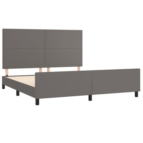 Sengeramme med sengegavl 180x200 cm i gråt kunstlæder