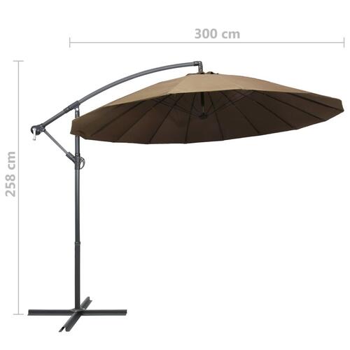 Hængende parasol 3 m aluminiumsstang gråbrun