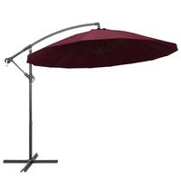 Hængende parasol 3 m aluminiumsstang bordeaux