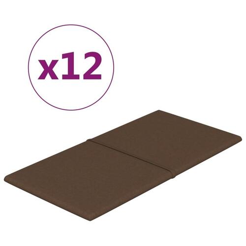 Vægpaneler 12 stk. 60x30 cm 2,16 m² stof brun