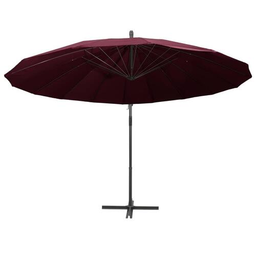 Hængende parasol 3 m aluminiumsstang bordeaux