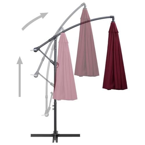 Hængende parasol 3 m aluminiumsstang bordeaux