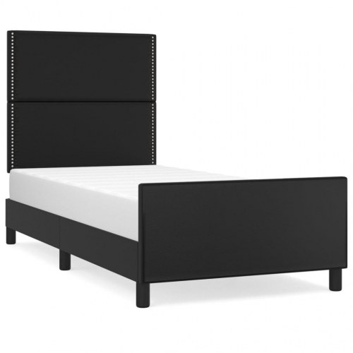 Sengeramme med sengegavl 90 x 190 cm - sort kunstlæder