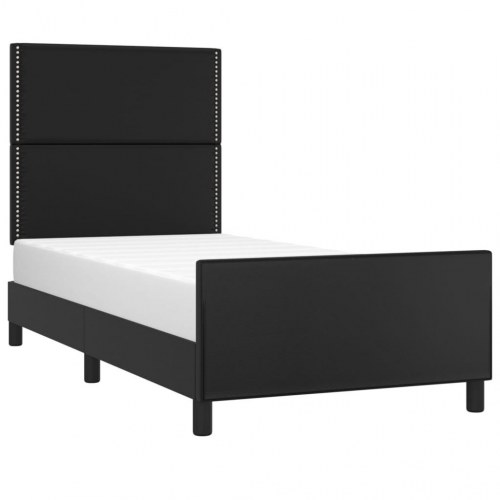 Sengeramme med sengegavl 90 x 190 cm - sort kunstlæder