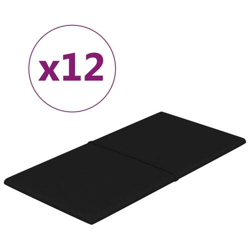 Vægpaneler 12 stk. 60x30 cm 2,16 m² stof sort