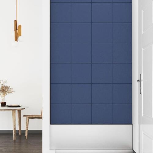 Vægpaneler 12 stk. 60x30 cm 2,16 m² stof blå