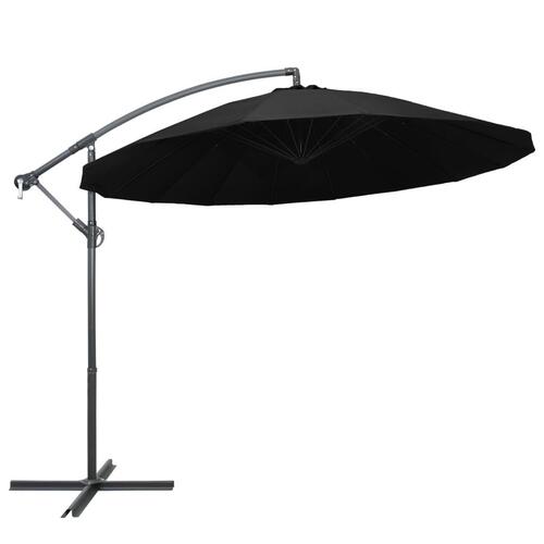 Hængende parasol 3 m aluminiumsstang sort