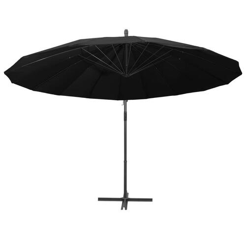 Hængende parasol 3 m aluminiumsstang sort