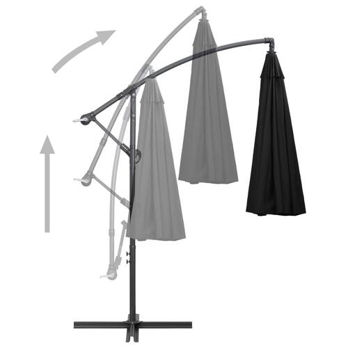 Hængende parasol 3 m aluminiumsstang sort