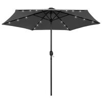 Udendørs parasol med LED-lys og aluminiumsstang 270 cm antracitgrå